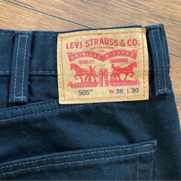 Black Levi’s 505 Jeans Denim Men’s 38x23 Pants Straight Leg - Picture 6 of 10